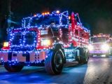 Truck covered in Christmas lights for the Parade of Lights event
