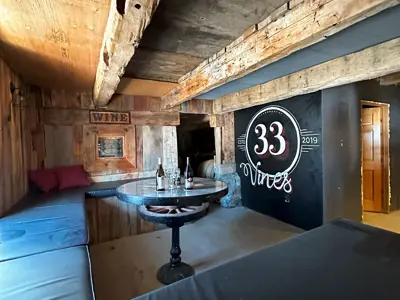 A booth table in a winery