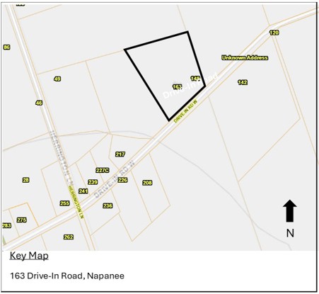Map of proposed location on Drive In Road for zoning by-law amendment