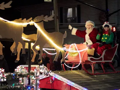 Santa's Sleigh float in the Parade of Lights event